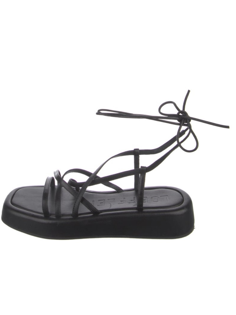 Loeffler Randall Black Strappy Lace-Up Platform Sandal - Women's